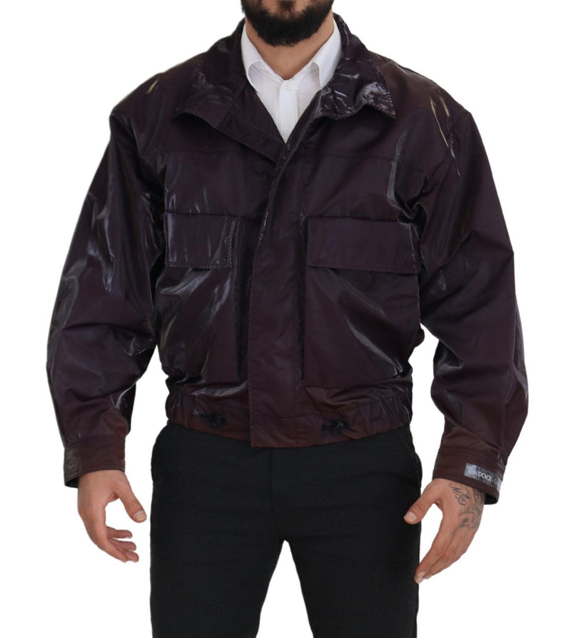 Dolce & Gabbana paarse nylon bikerjas met kraag