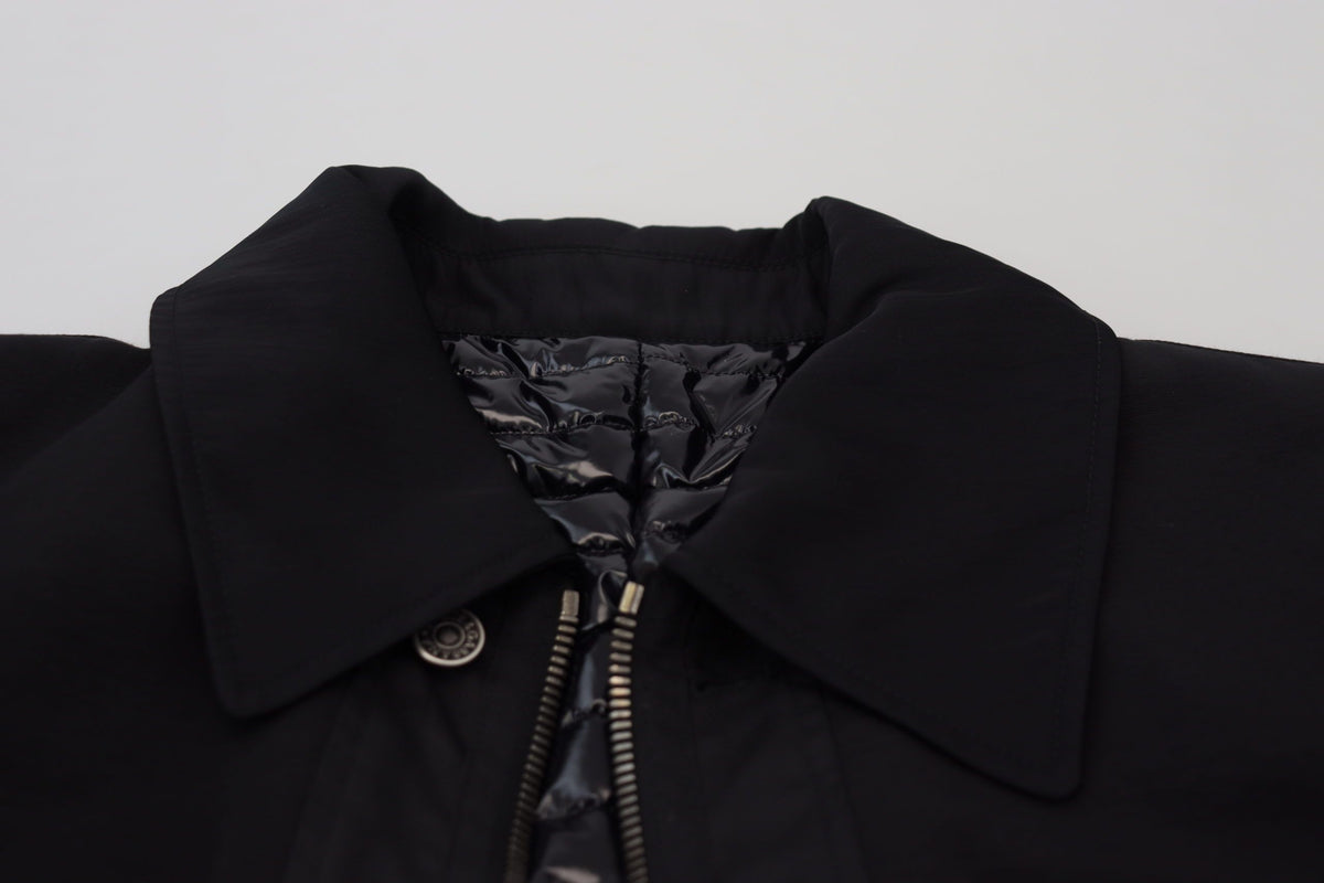 Veste à col montant et fermeture éclair intégrale en laine noire de Dolce & Gabbana