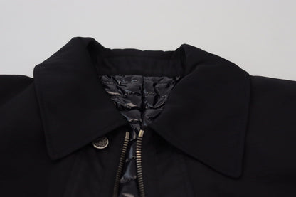 Veste à col montant et fermeture éclair intégrale en laine noire de Dolce & Gabbana