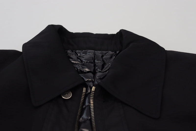 Dolce & Gabbana zwarte wollen jas met kraag en ritssluiting
