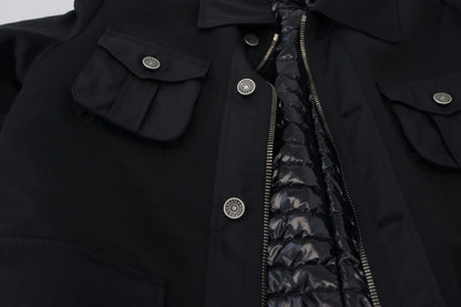 Veste à col montant et fermeture éclair intégrale en laine noire de Dolce & Gabbana