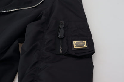 Dolce & Gabbana veste noire en laine à manches longues et fermeture éclair intégrale