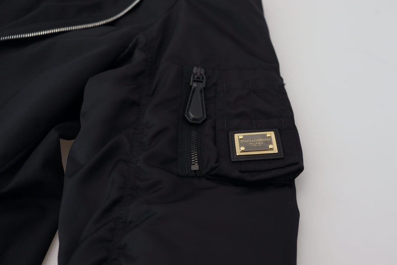 Dolce & Gabbana zwarte wollen jas met lange mouwen en ritssluiting