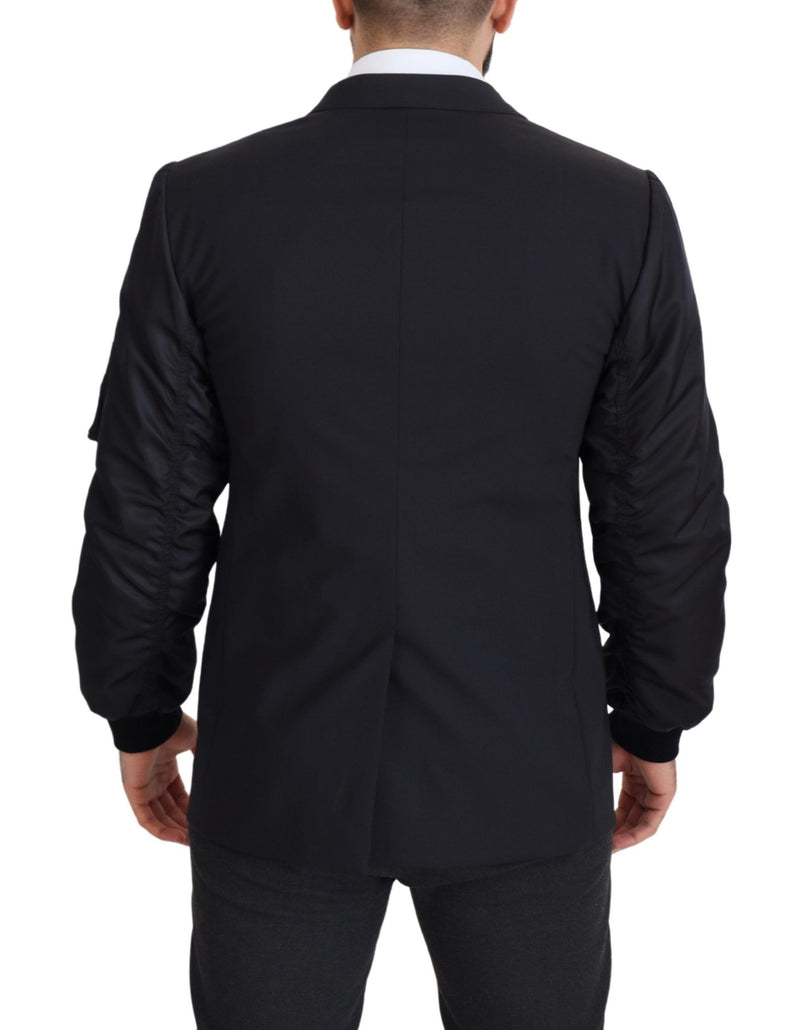 Dolce & Gabbana zwarte wollen jas met lange mouwen en ritssluiting