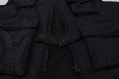 Veste sans manches à fermeture éclair intégrale en nylon noir Dolce & Gabbana