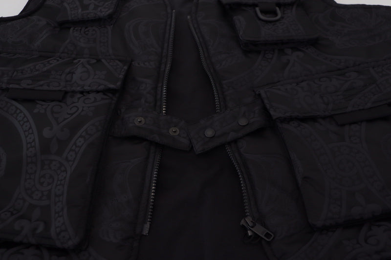 Dolce & Gabbana Zwart Nylon Jackettje Zonder Mouwen Met Ritssluiting