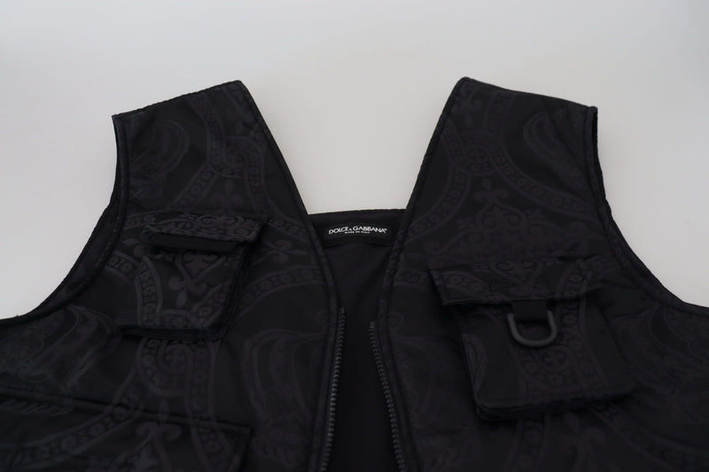 Dolce & Gabbana Zwart Nylon Jackettje Zonder Mouwen Met Ritssluiting