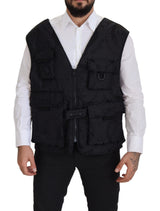 Veste sans manches à fermeture éclair intégrale en nylon noir Dolce & Gabbana