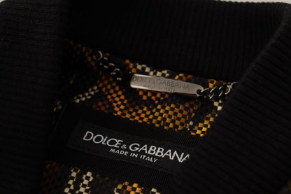 Blouson à fermeture éclair en plumes marron de Dolce & Gabbana