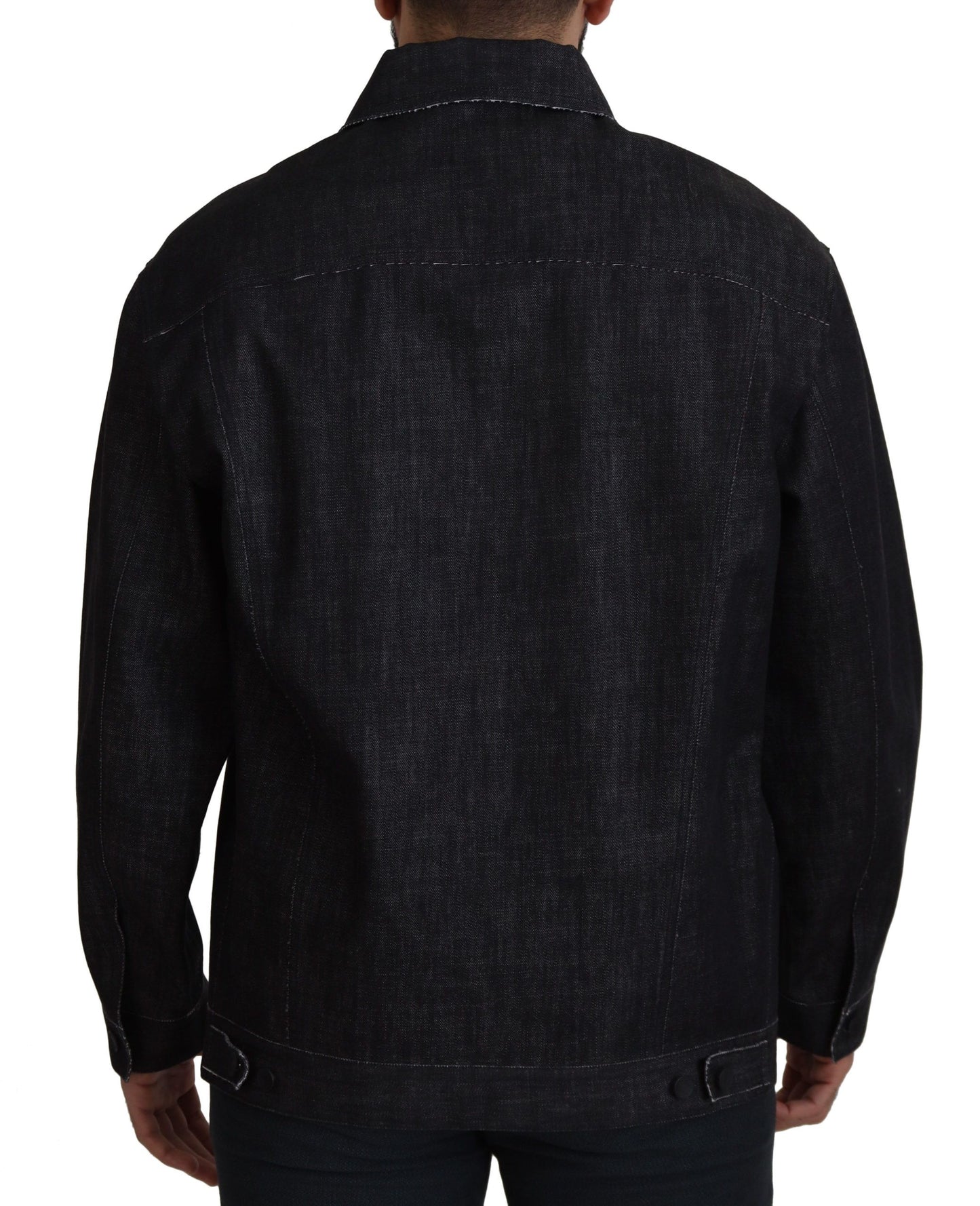 Veste en jean noire en coton à boutons pression de Dolce & Gabbana