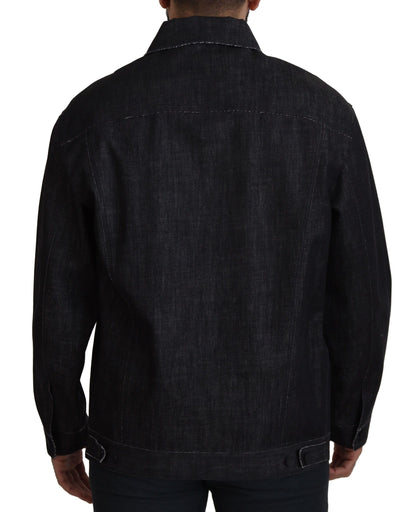 Veste en jean noire en coton à boutons pression de Dolce & Gabbana