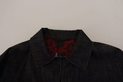 Veste en jean noire en coton à boutons pression de Dolce & Gabbana