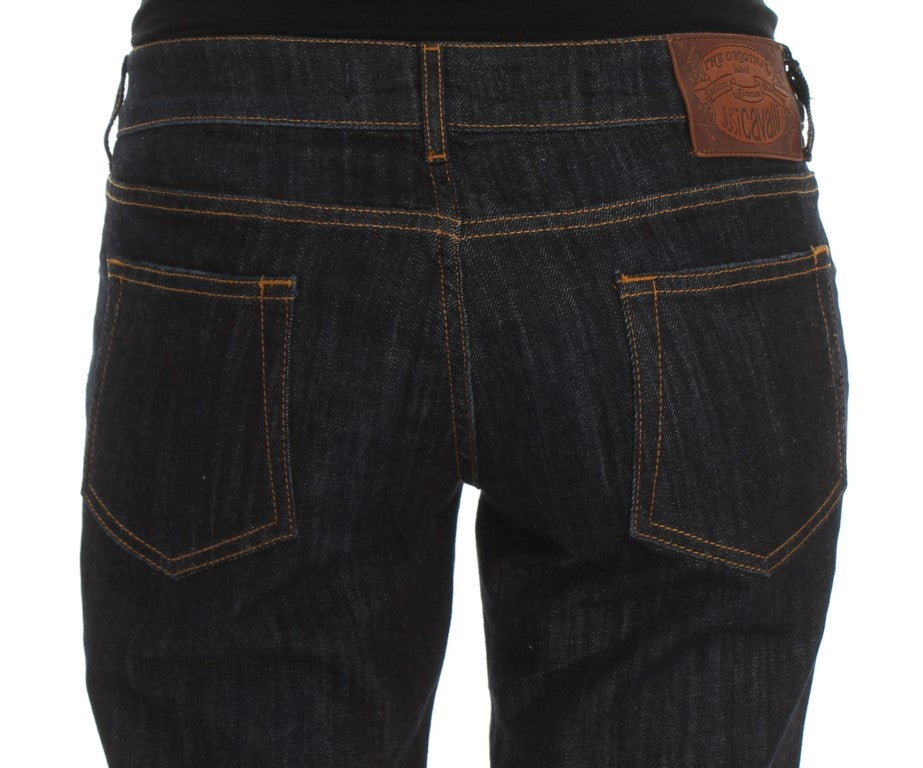 Jeans Cavalli en coton bleu, coupe droite et extensible.