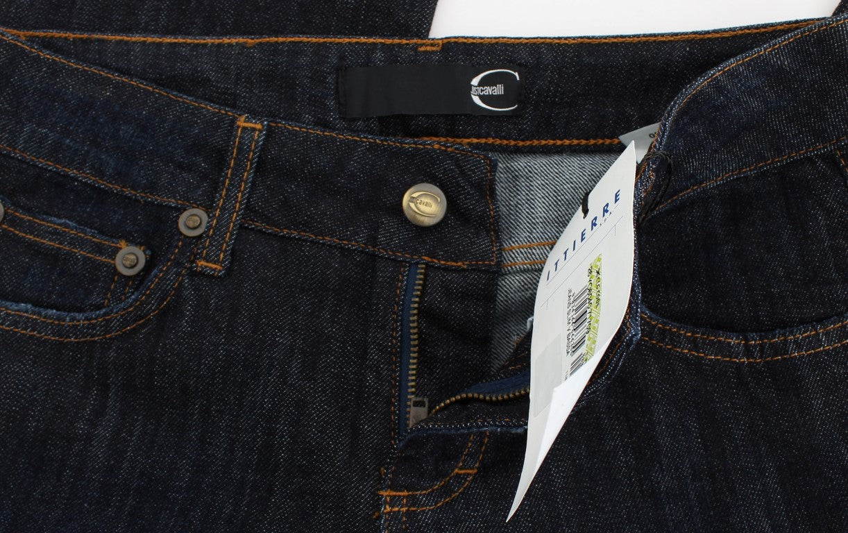 Jeans Cavalli en coton bleu, coupe droite et extensible.