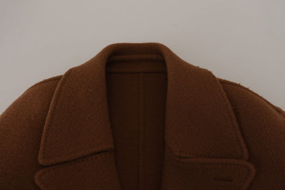 Dolce & Gabbana Veste-manteau en nylon brun à double boutonnage