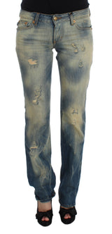 Jeans bootcut slim en coton bleu lavé de Cavalli