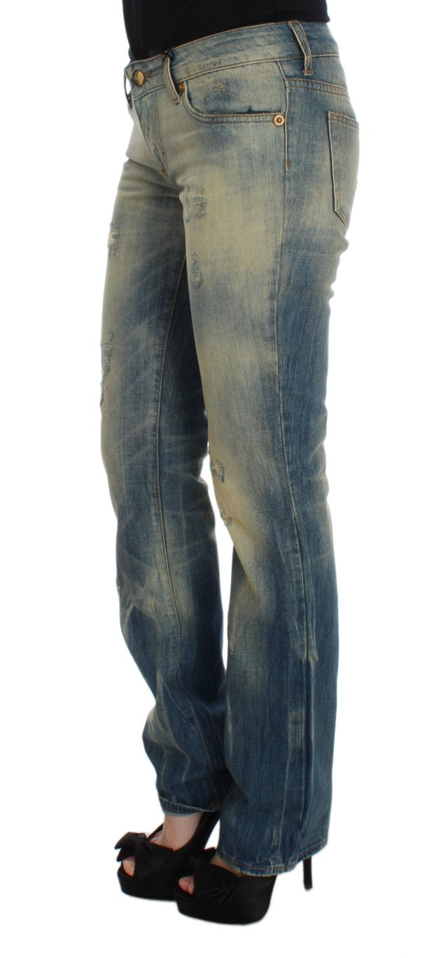 Jeans bootcut slim en coton bleu lavé de Cavalli