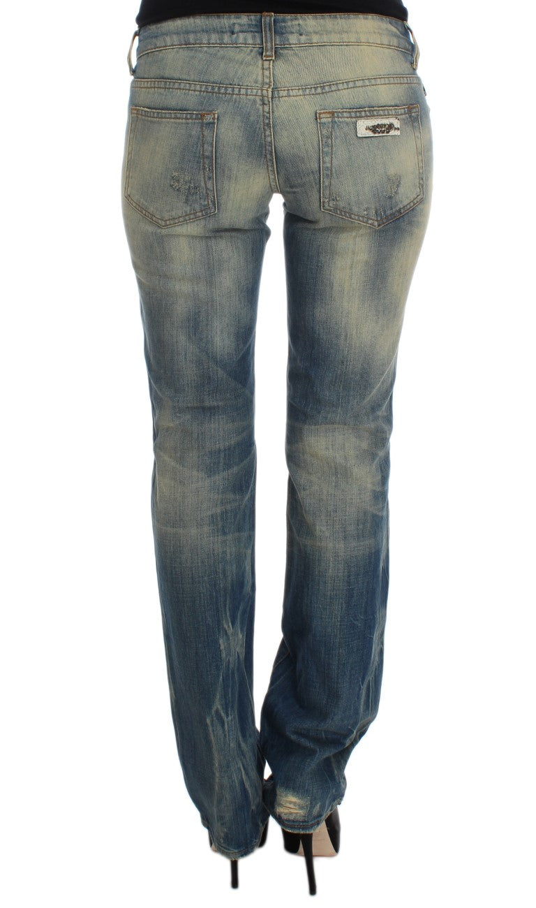 Jeans bootcut slim en coton bleu lavé de Cavalli