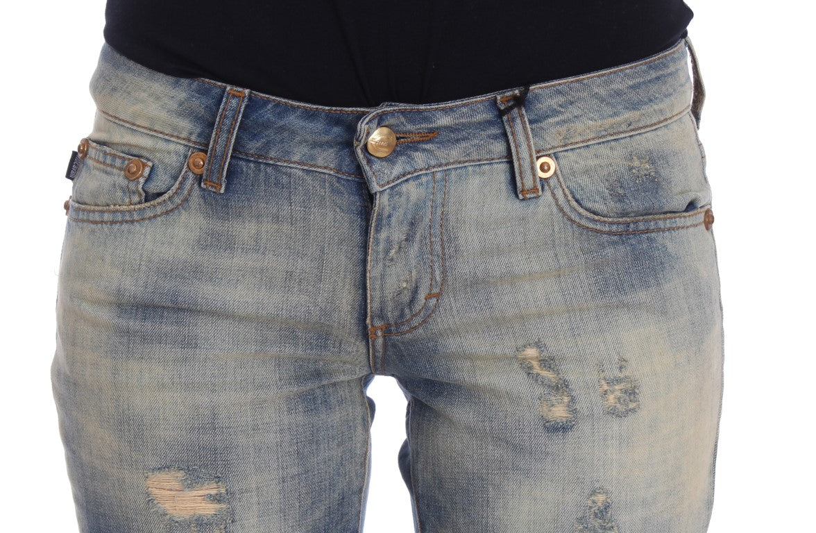 Jeans bootcut slim en coton bleu lavé de Cavalli