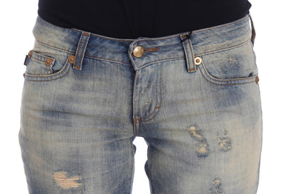Jeans bootcut slim en coton bleu lavé de Cavalli