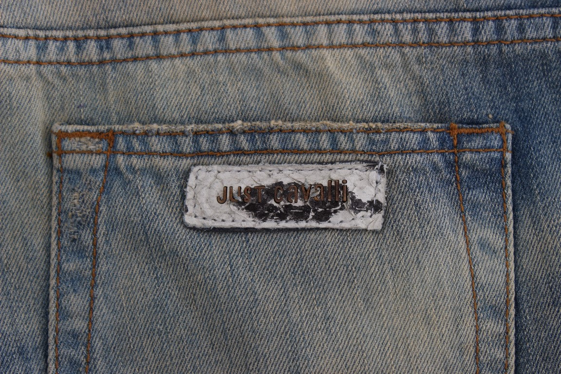 Jeans bootcut slim en coton bleu lavé de Cavalli