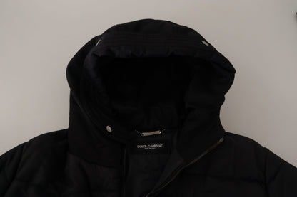 Manteau parka à capuche en nylon noir Dolce & Gabbana - veste d'hiver