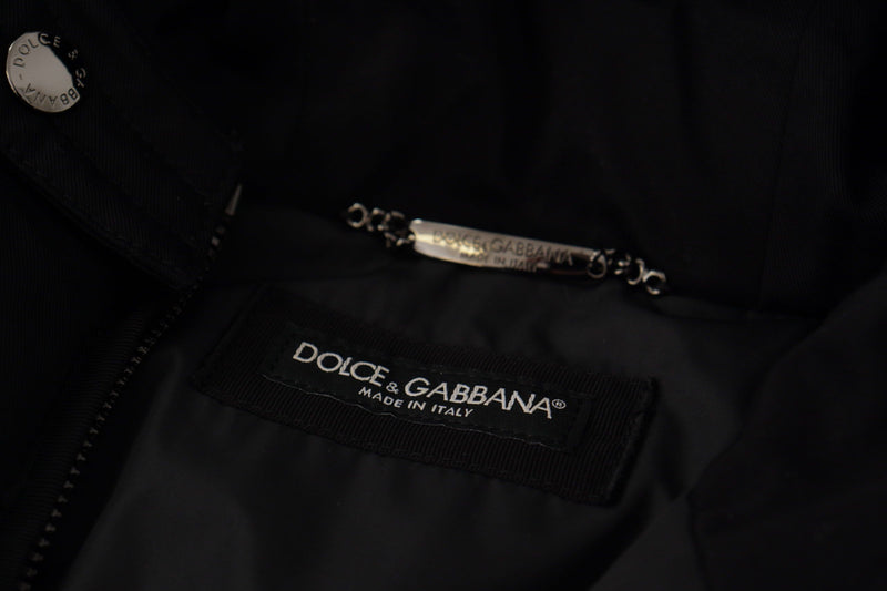 Dolce & Gabbana Zwarte Nylon Parka Jas met Kap, Winterjas