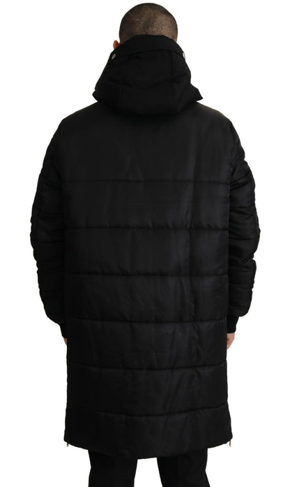 Manteau parka à capuche en nylon noir Dolce & Gabbana - veste d'hiver