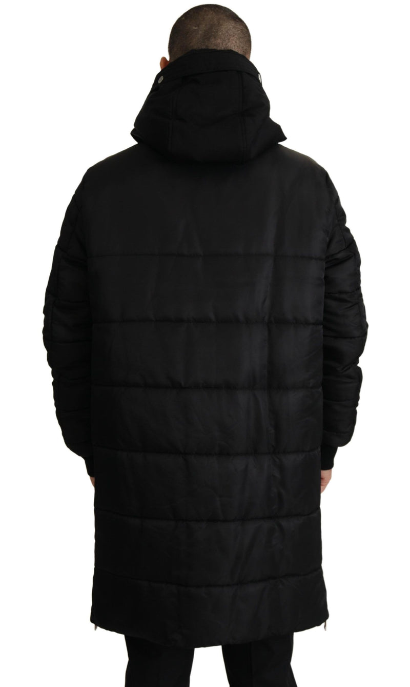 Dolce & Gabbana Zwarte Nylon Parka Jas met Kap, Winterjas