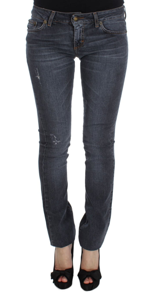 Jeans slim en coton mélangé, bleu lavé, Cavalli