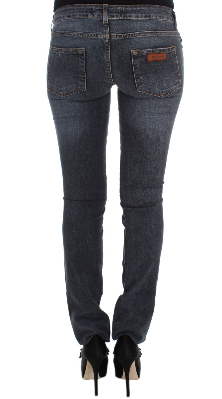 Jeans slim en coton mélangé, bleu lavé, Cavalli