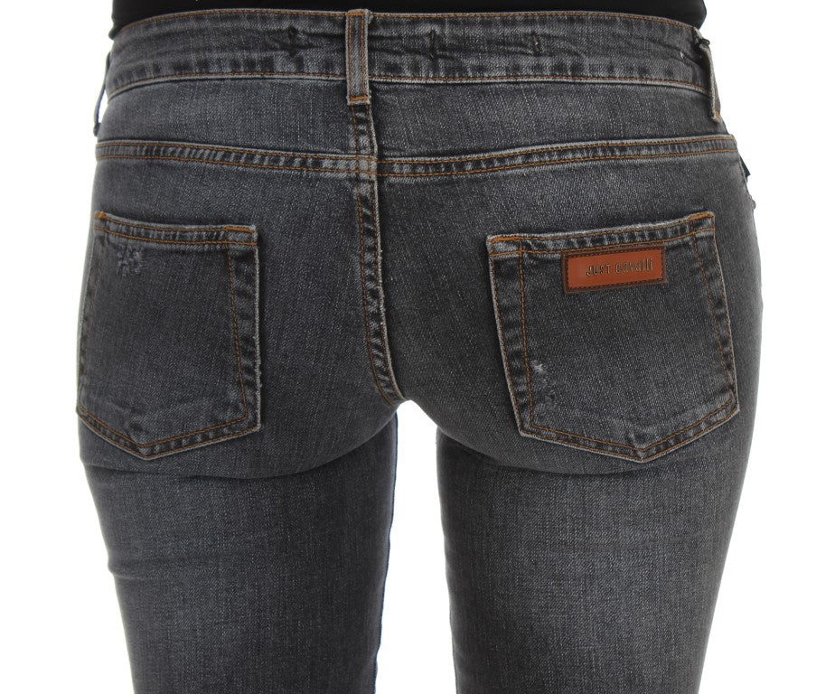 Jeans slim en coton mélangé, bleu lavé, Cavalli