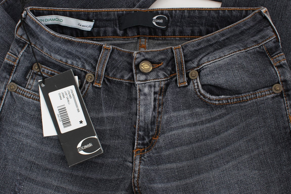Jeans slim en coton mélangé, bleu lavé, Cavalli