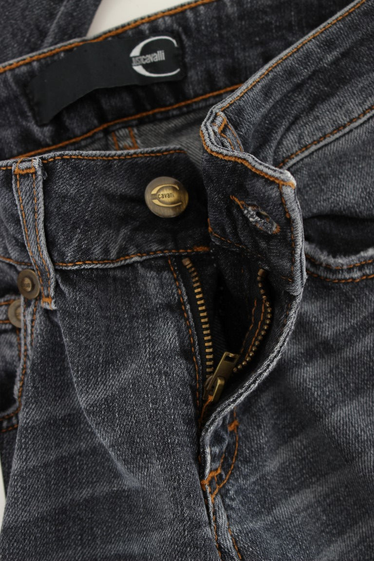 Jeans slim en coton mélangé, bleu lavé, Cavalli
