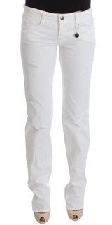 Costume National - Jean slim coupe bootcut en coton blanc