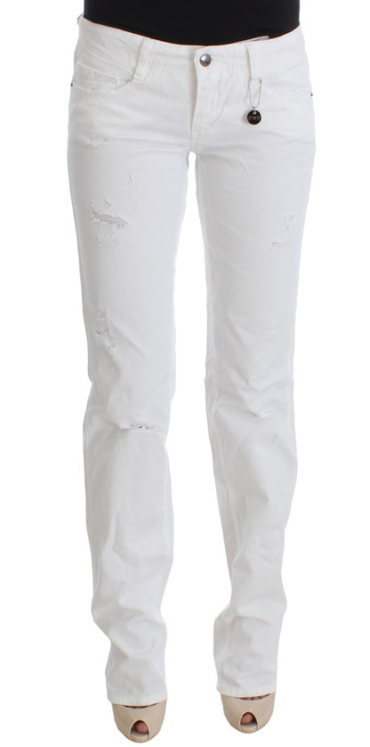 Costume National - Jean slim coupe bootcut en coton blanc