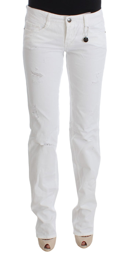 Costume National - Jean slim coupe bootcut en coton blanc