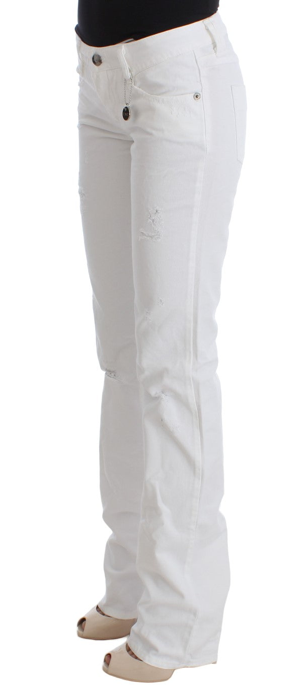 Costume National - Jean slim coupe bootcut en coton blanc