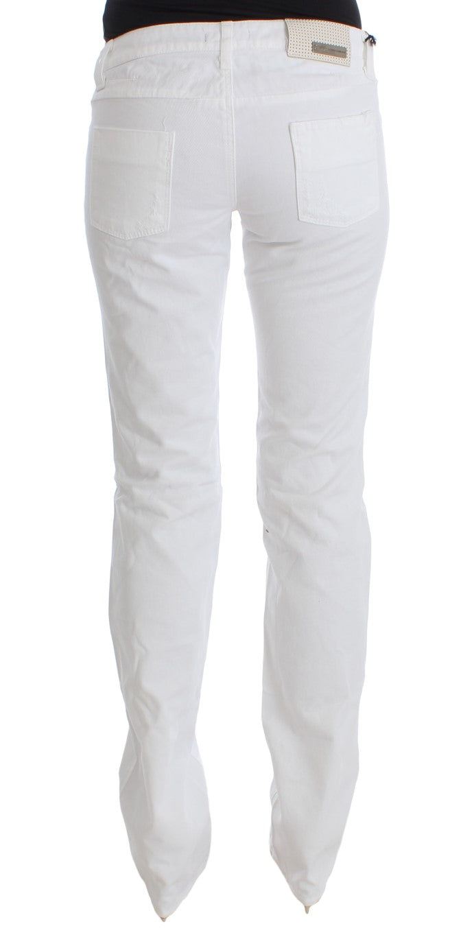 Costume National - Jean slim coupe bootcut en coton blanc