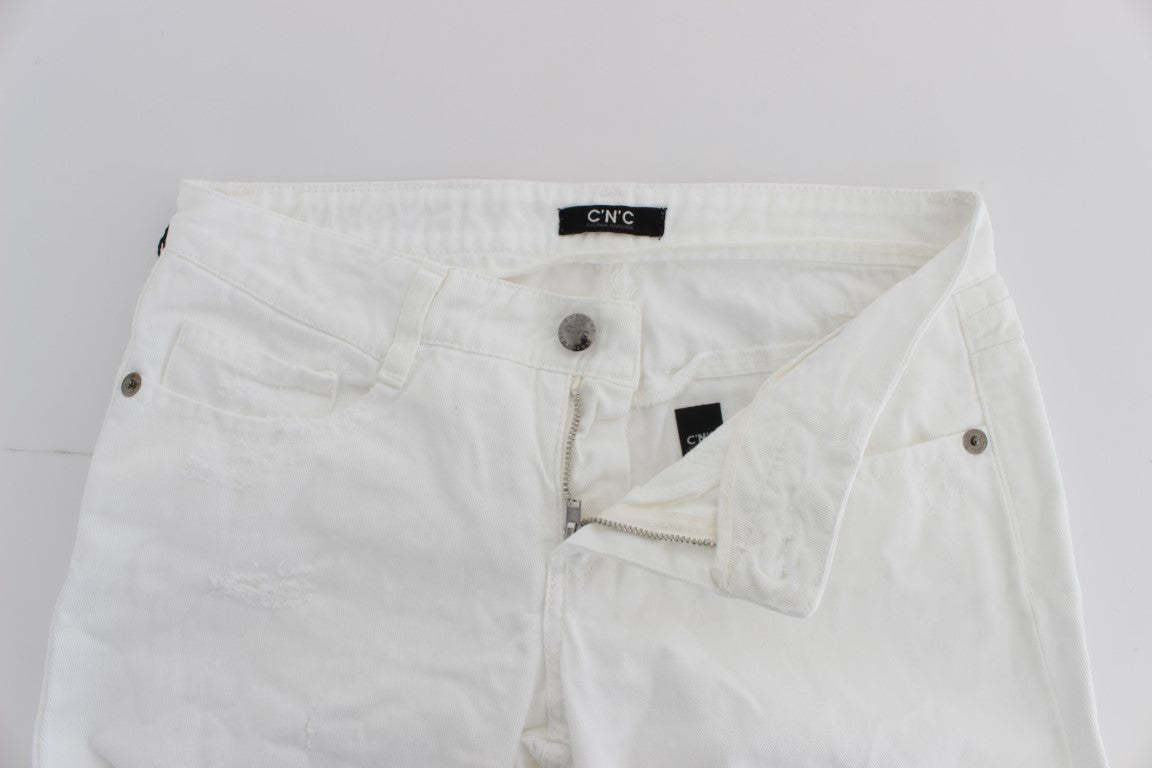 Costume National - Jean slim coupe bootcut en coton blanc