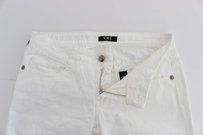 Costume National - Jean slim coupe bootcut en coton blanc