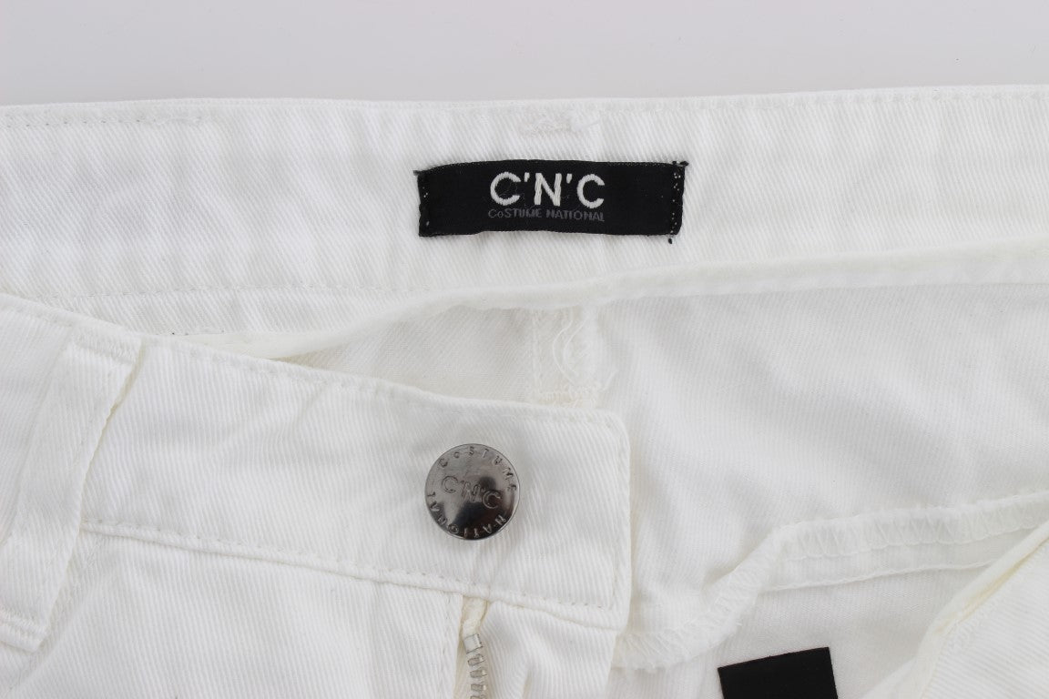 Costume National - Jean slim coupe bootcut en coton blanc