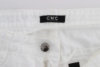 Costume National - Jean slim coupe bootcut en coton blanc