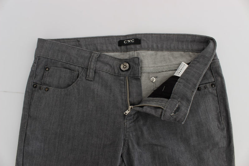Costume National - Jeans slim en coton mélangé gris