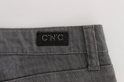 Costume National - Jeans slim en coton mélangé gris