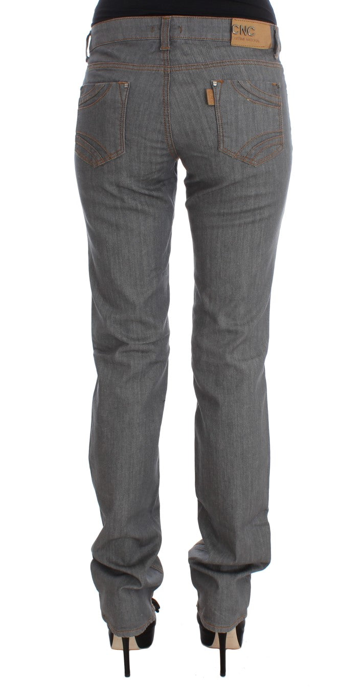 Costume National - Jeans en coton gris, coupe droite.