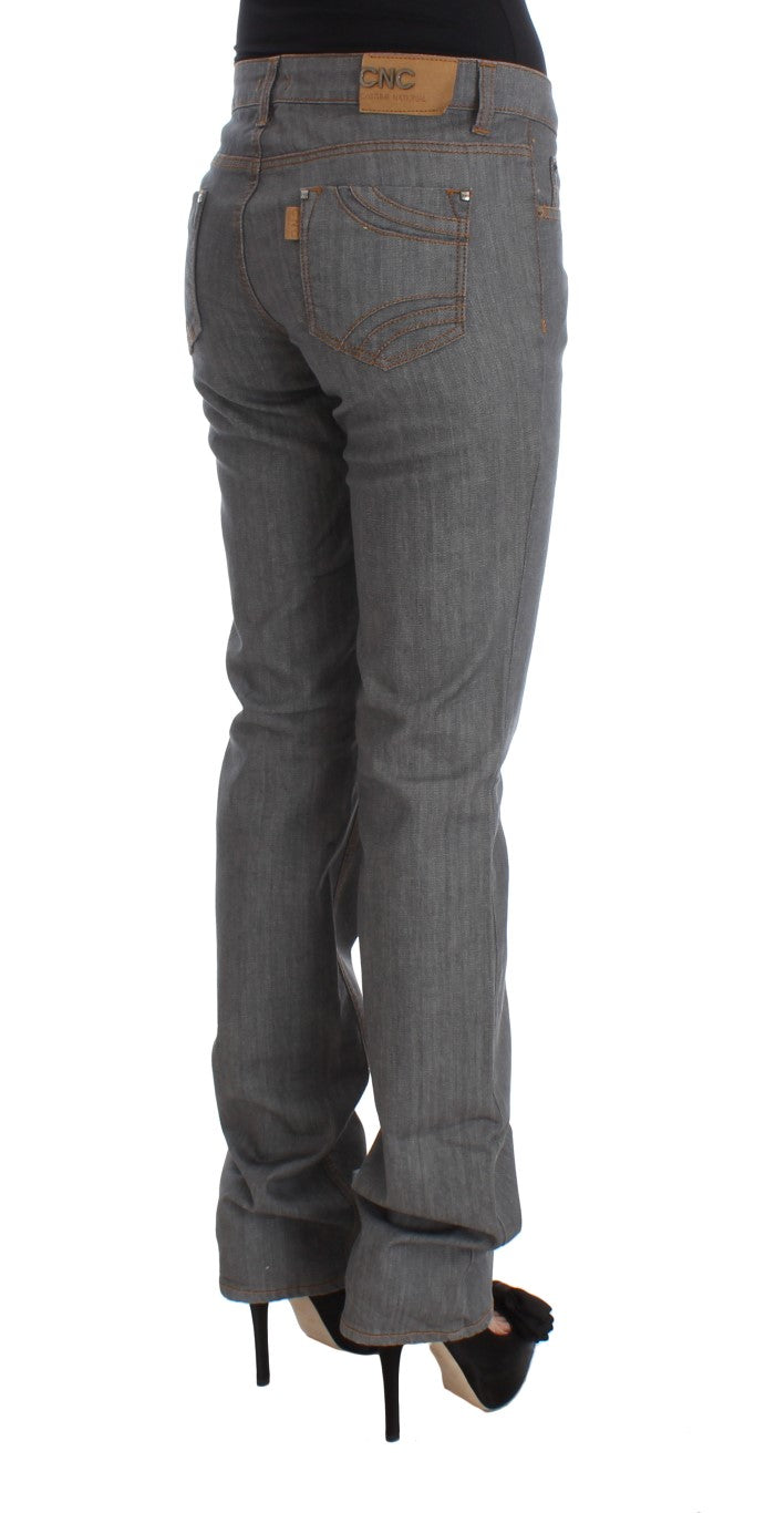 Costume National - Jeans en coton gris, coupe droite.