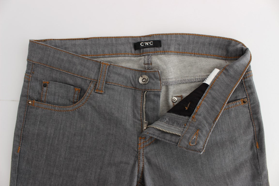 Costume National - Jeans en coton gris, coupe droite.