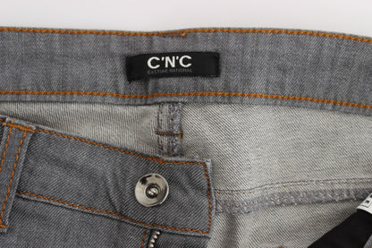 Costume National - Jeans en coton gris, coupe droite.