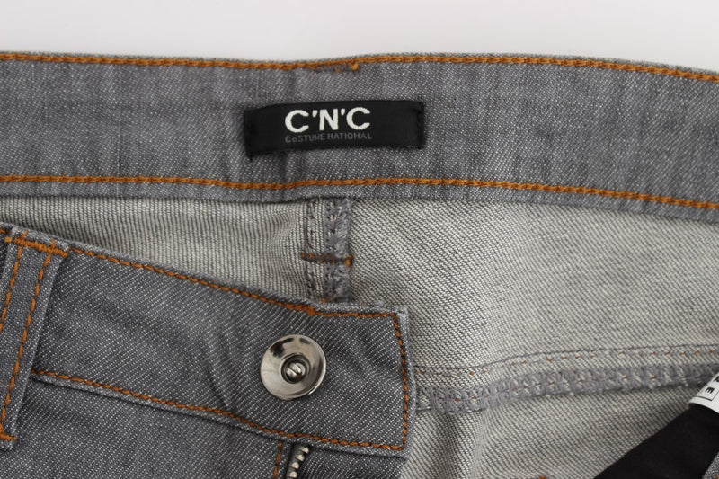 Costume National - Jeans en coton gris, coupe droite.